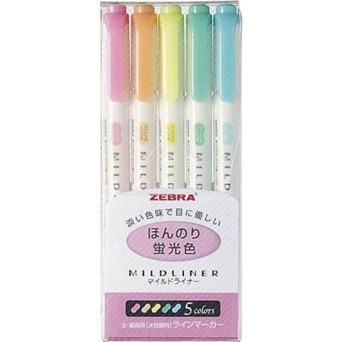 Zebra MILDLINER хайлайтер 5 цветов комплект Сделано в Японии
