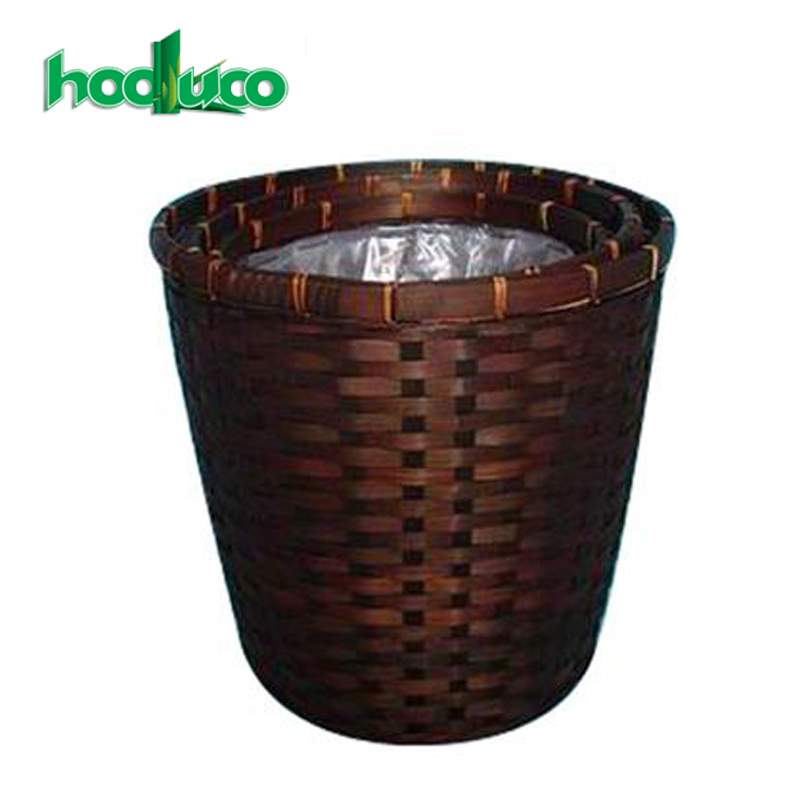 Newest Design 2018 Vietnam Handicraft Brown Bamboo Flower Vase Round Shape With High Quality