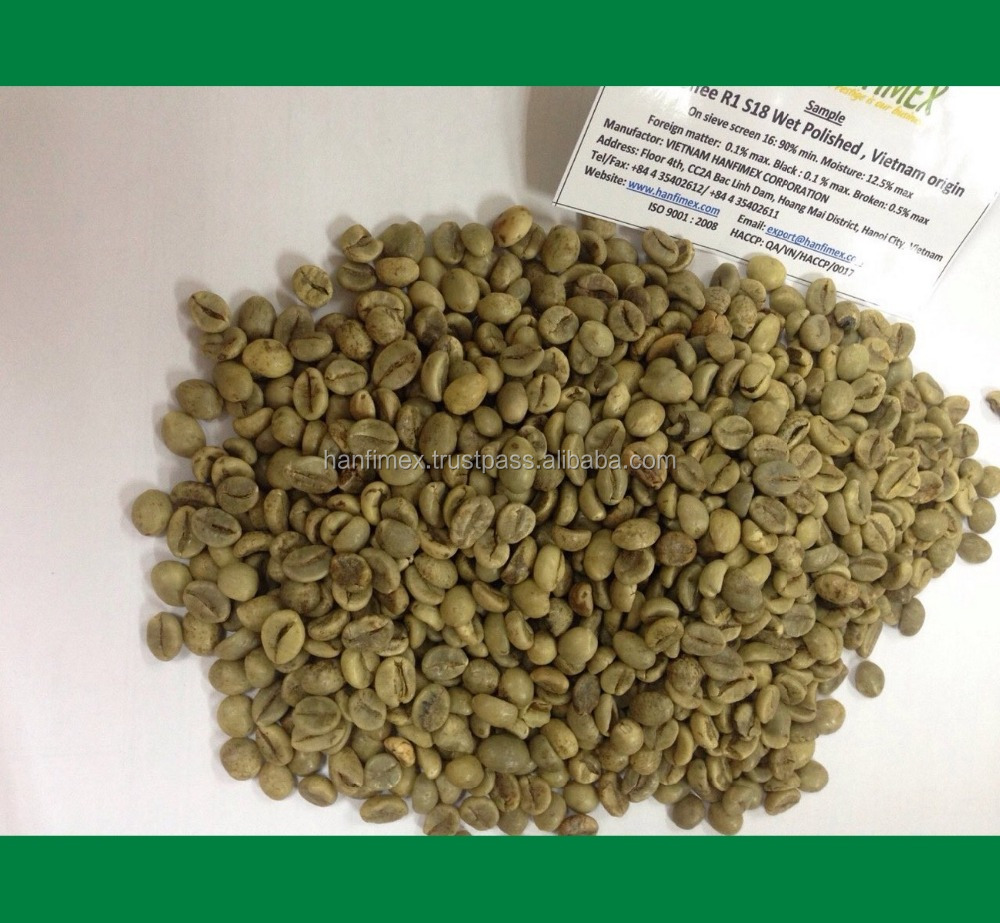 Вьетнамские мокрые полированные кофейные зерна Robusta S18 высшего качества (Emma: + 84965152844)