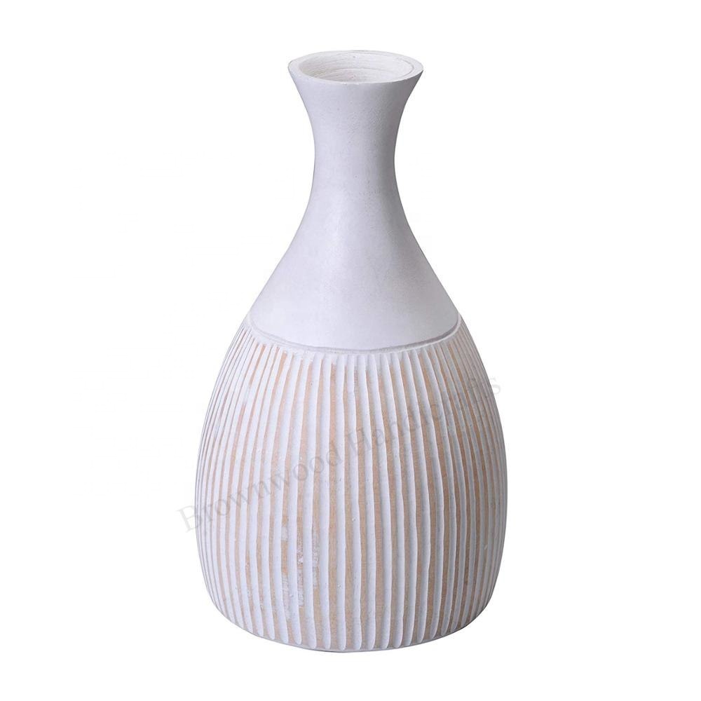 Home Decoration Wooden Tabletop Decorative Wooden Vase Mango Wood