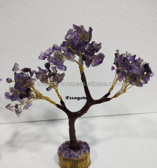 Natural Amethyst 300 Beads Gemstone Tree With Gold Trim : Wholesale Gemstone Tree :