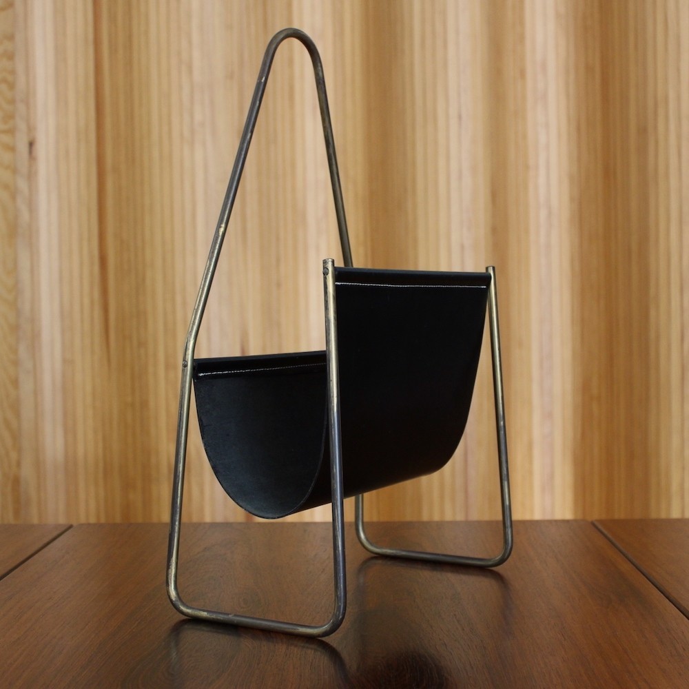 Black Leather Magazine Rack