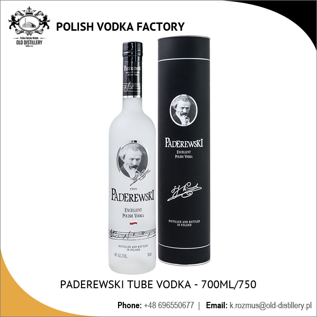 700 ml/750 PADEREWSKI Tube Vodka Manufacturer