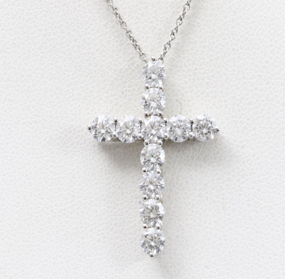 Подержанные ювелирные изделия TIFFANY & CO. Ожерелья с алмазным крестом для оптовой продажи ювелирным изделиям [подержанная Ювелирная бизнес-консалтинговая компания]