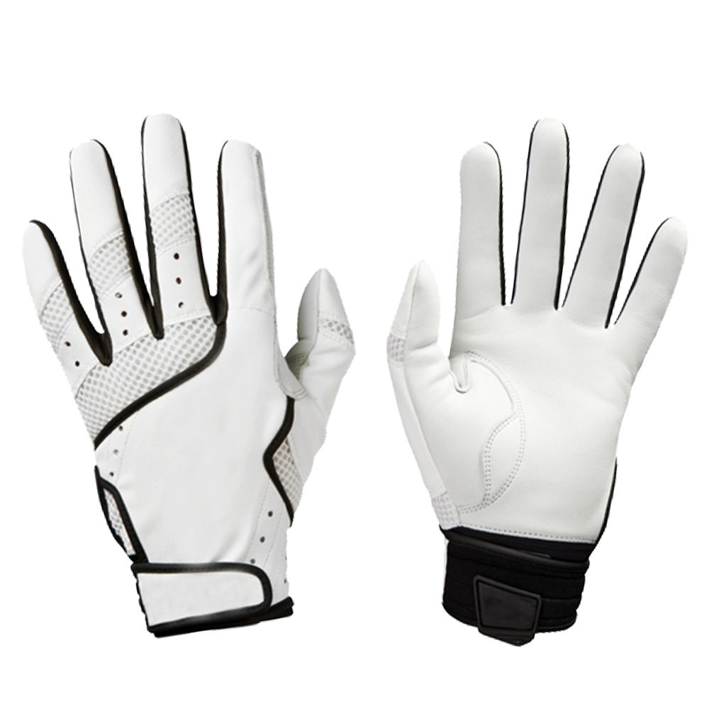 High Quality Batting Glove Color White Combined with Color Spandek