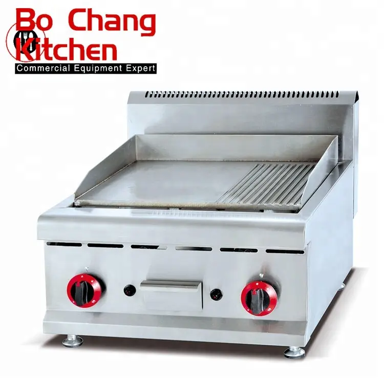 High quality industrial gas table top stainless steel griddle