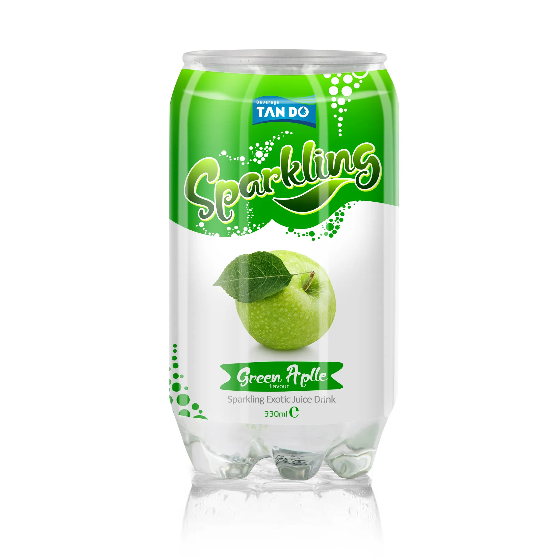 Sparkling green apple Juice Drink pack in bttle can 330ml