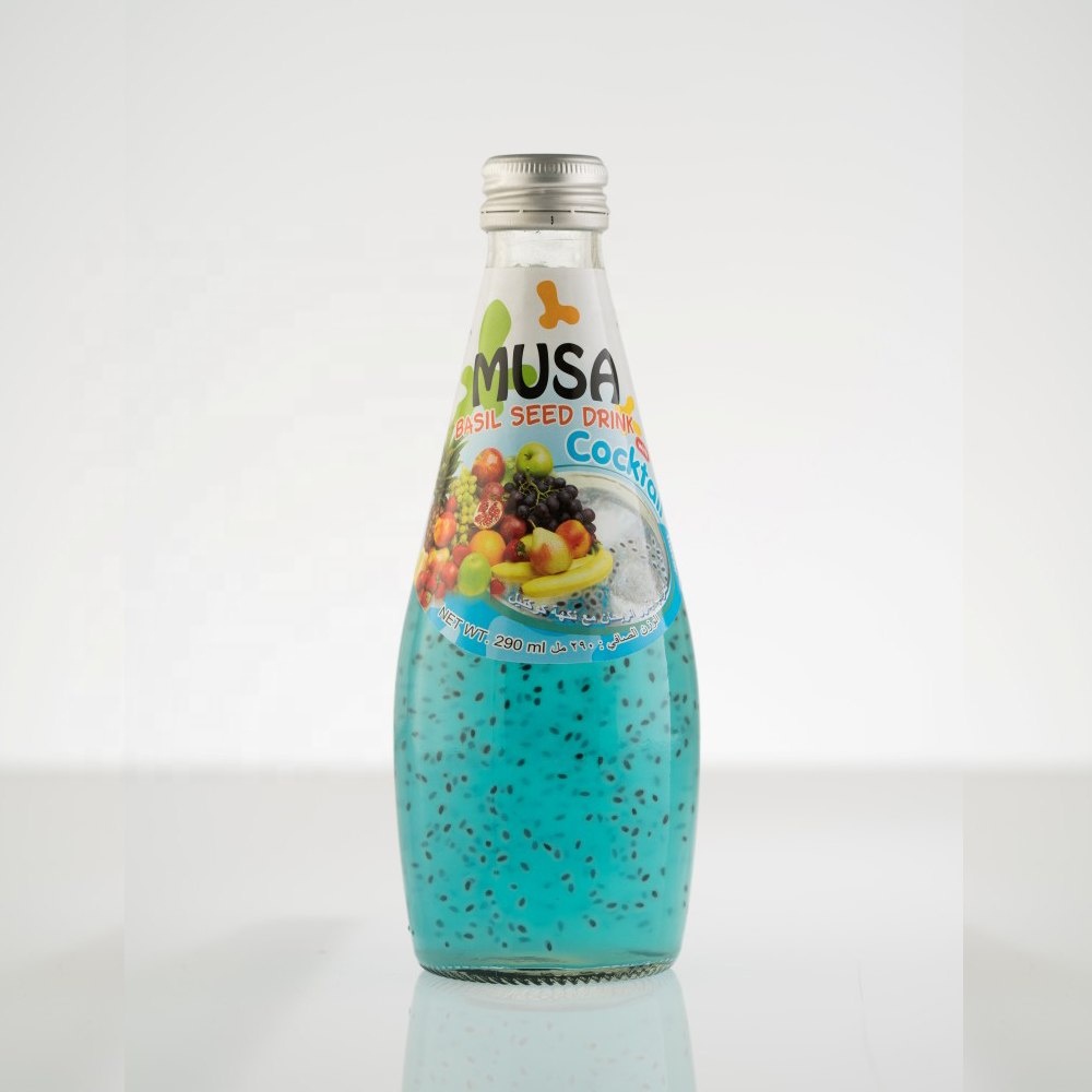 Напиток из семян базилика, Коктейльная стеклянная бутылка 290 мл, бренд MUSA