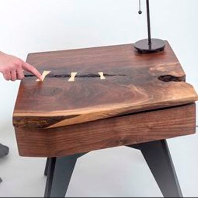 Luxury Design Live Edge Wooden Walnut Slab Nightstand