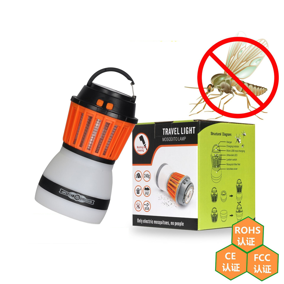 USB rechargeable UV Insect Zapper Mosquito Killer Bug Trap Electric Pest Control Lamp solar recharge camping tent night light