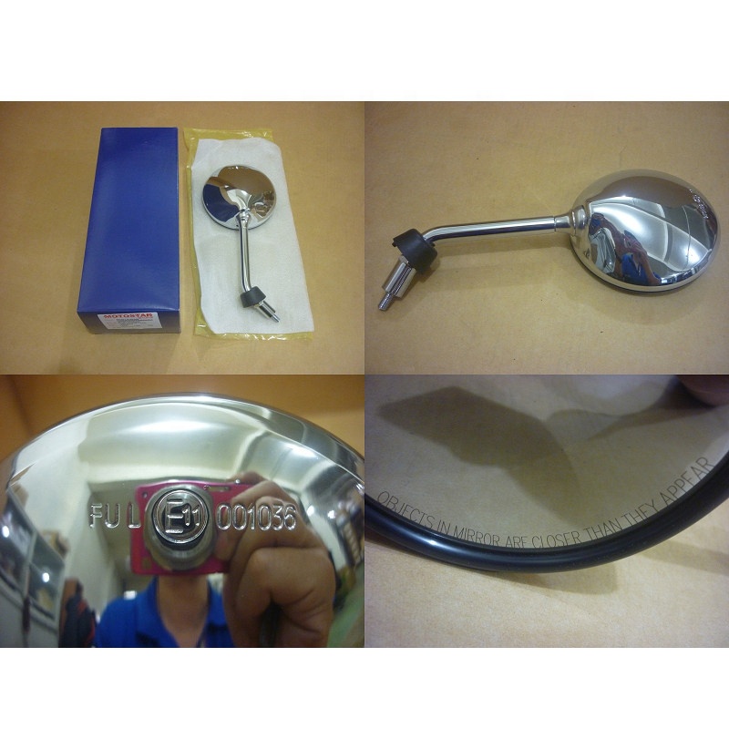 (E-Mark) Left Back Mirror for Piaggio LX125 150 (Chrome)