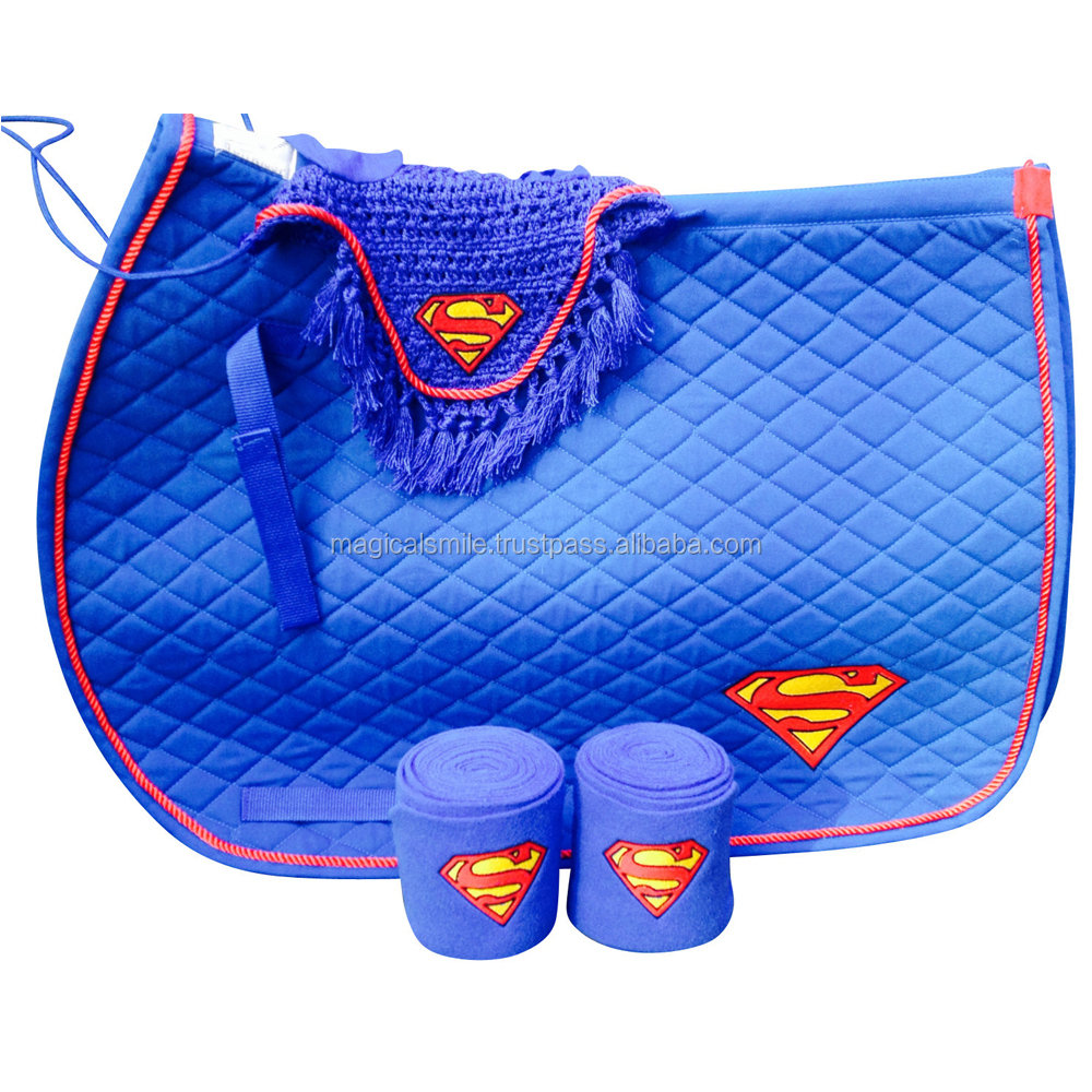 Super Hero English Saddle Pad and Matching Polo Wraps