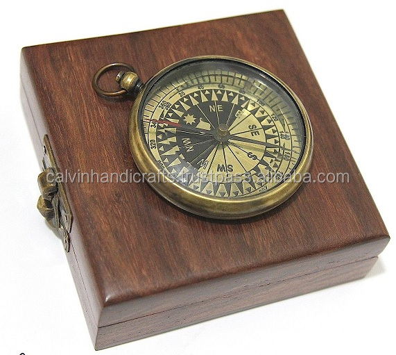 Collectible Brass Pocket Compass Watch type Poem Compass & Case CHCOM604