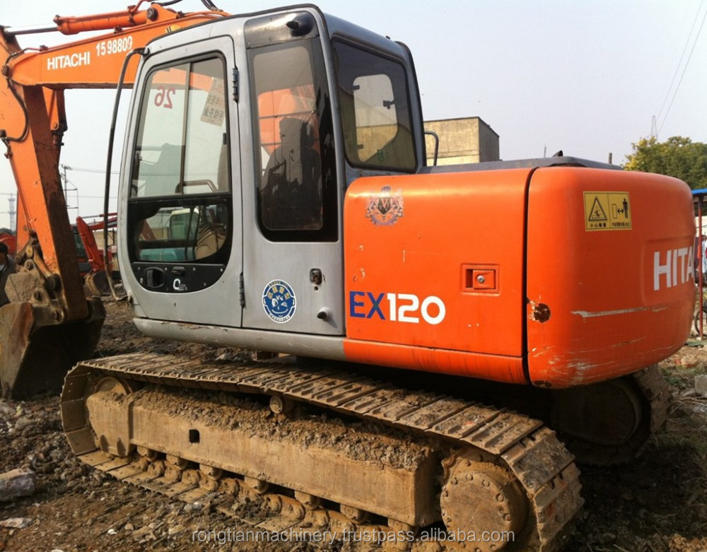 Рабочее состояние 12t, японский бывший в употреблении Экскаватор Hitachi EX120-5 для продажи на площадке в Шанхае