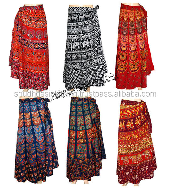 Long sarong print wrap wrap skirt