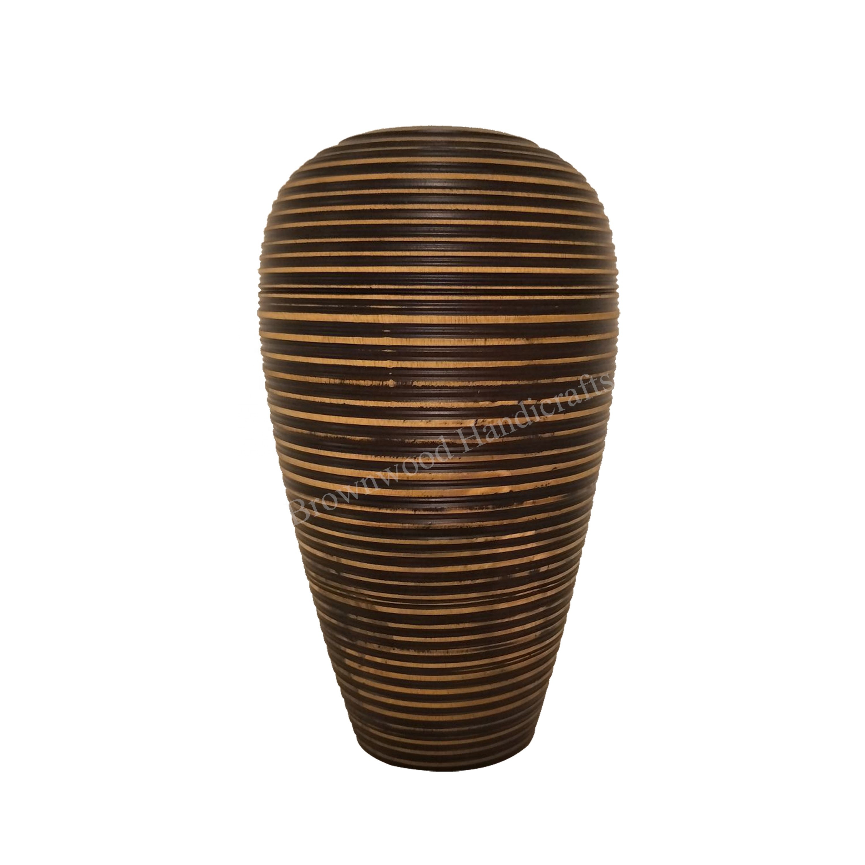 Wooden Handmade Carving Vase Wholesale Wooden Vase Room Tabletop Decor