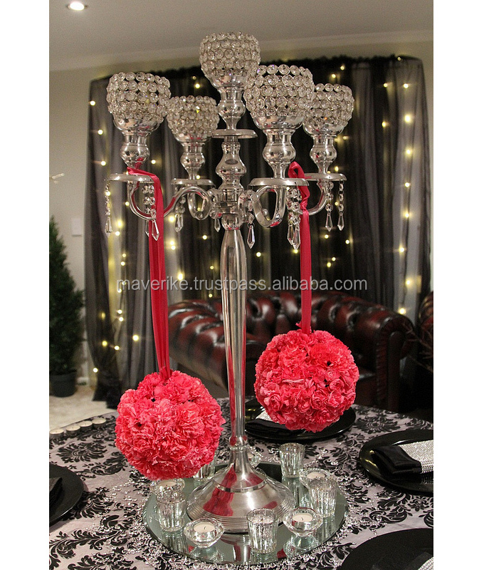 Wedding Table Decorative Candelabra With Crystal Votive