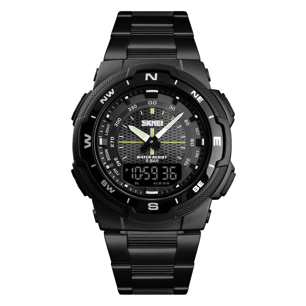 SKMEI 1370 stainless steel chrono digital quartz men's watch Masculino relojes hombre