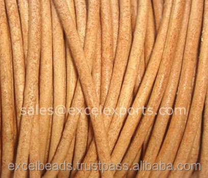 NATURAL Leather cords made of 100% Genuine tanned leather in size of 1mm 1.5mm 2mm 3mm from India Excel Exports