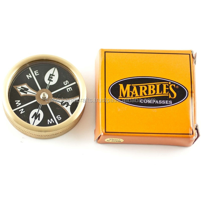 Marbles Brass Large Pocket Compass New Waterproof Revolving Black Face g CHCOM595