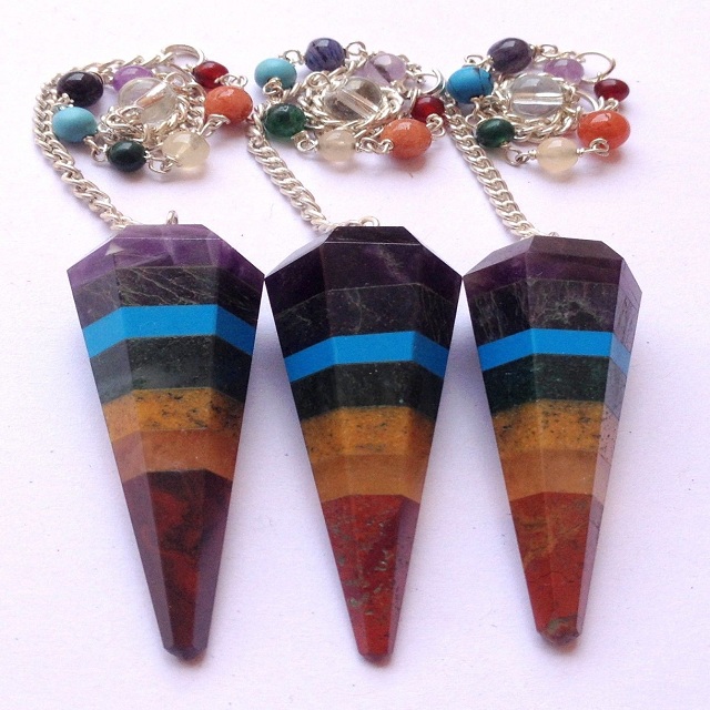 Подвески Seven Chakra Cone: Маятник из камня чакры, маятник из 7 чакр, маятник из драгоценного камня чакры, оптовый продавец