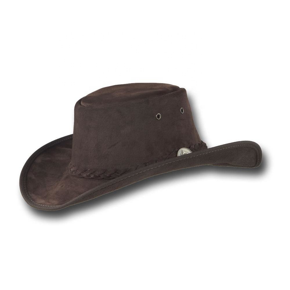 Genuine Suede Leather Hat, Leather Cowboy Hat, English Hat - Chocolate LCH-0013