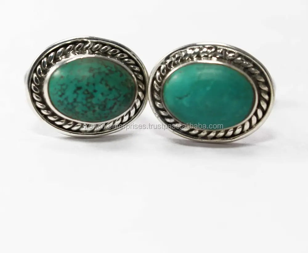 Turquoise Cufflinks 925 Wholesale Gemstone Sterling Silver Handmade Men's Cufflinks Jewelry