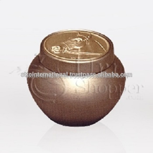 Tempus Gold with Horse Token Brass Metal Cremation Urn/Brass Cremation Urns/Mini Urns