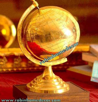 Antique Victorian Classy Desk Decor Vintage Collectible Brass Antique Style World Map Globe