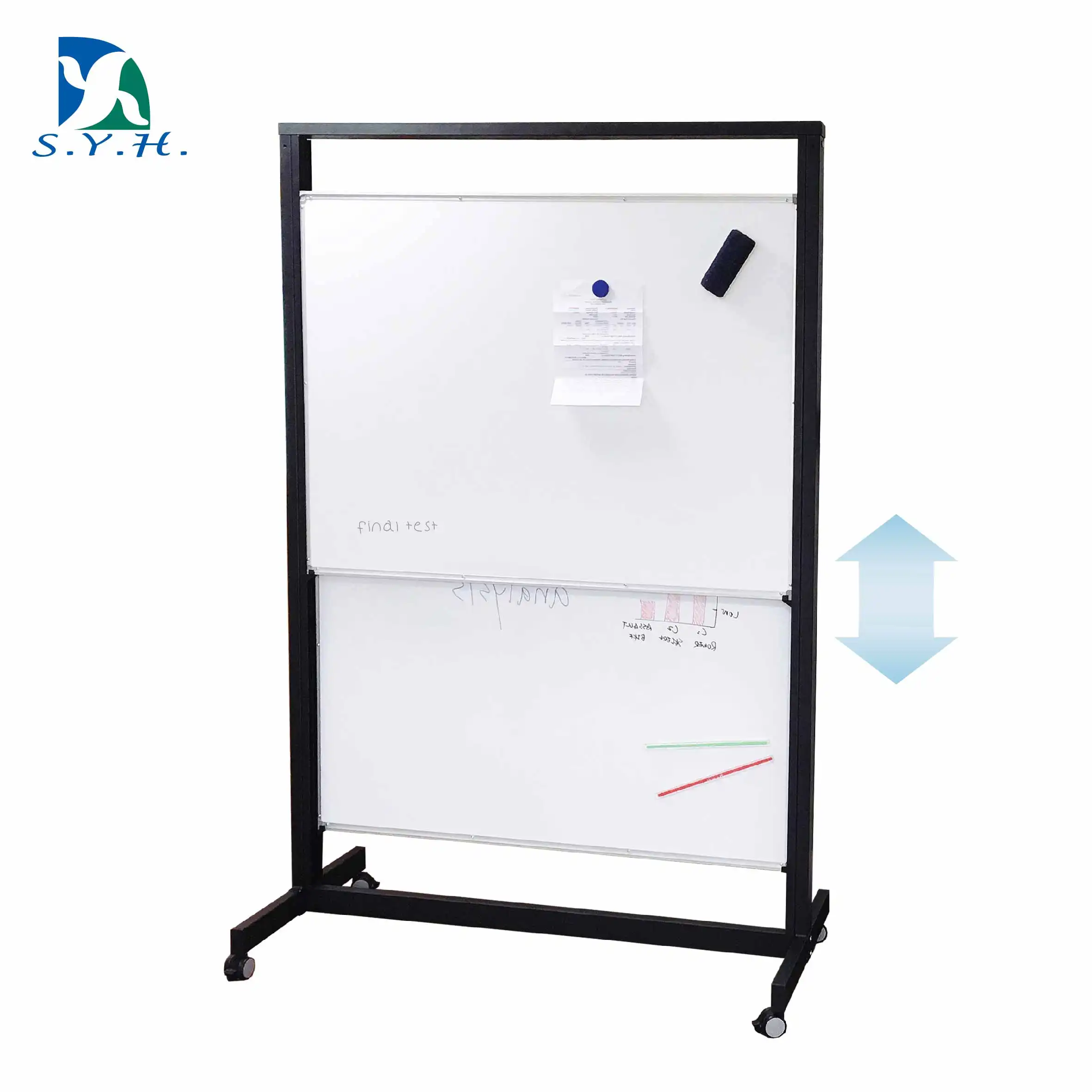 Magnetic school sliding whiteboard stand for classroom