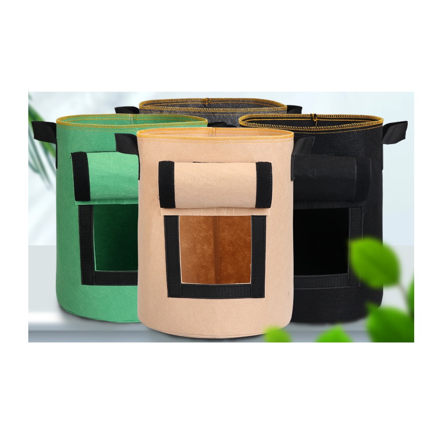 Eco-Friendly Non Woven Fabric Pot Grow Bag Potato Planting Felt Grow Handle Bags with window