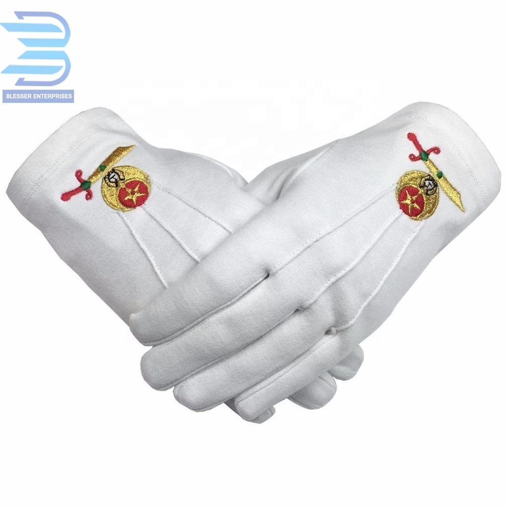 Белая хлопковая перчатка Masonic с эмблемой Shriner