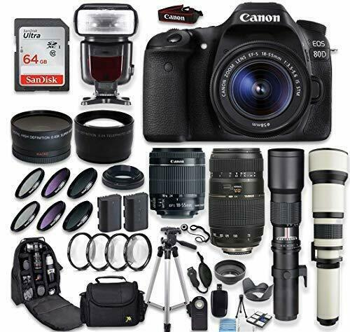 Оригинальная гарантия, новинка, оптовая продажа DSLR-камер Canon EOS 80D + (4) Объективы + комплект аксессуаров