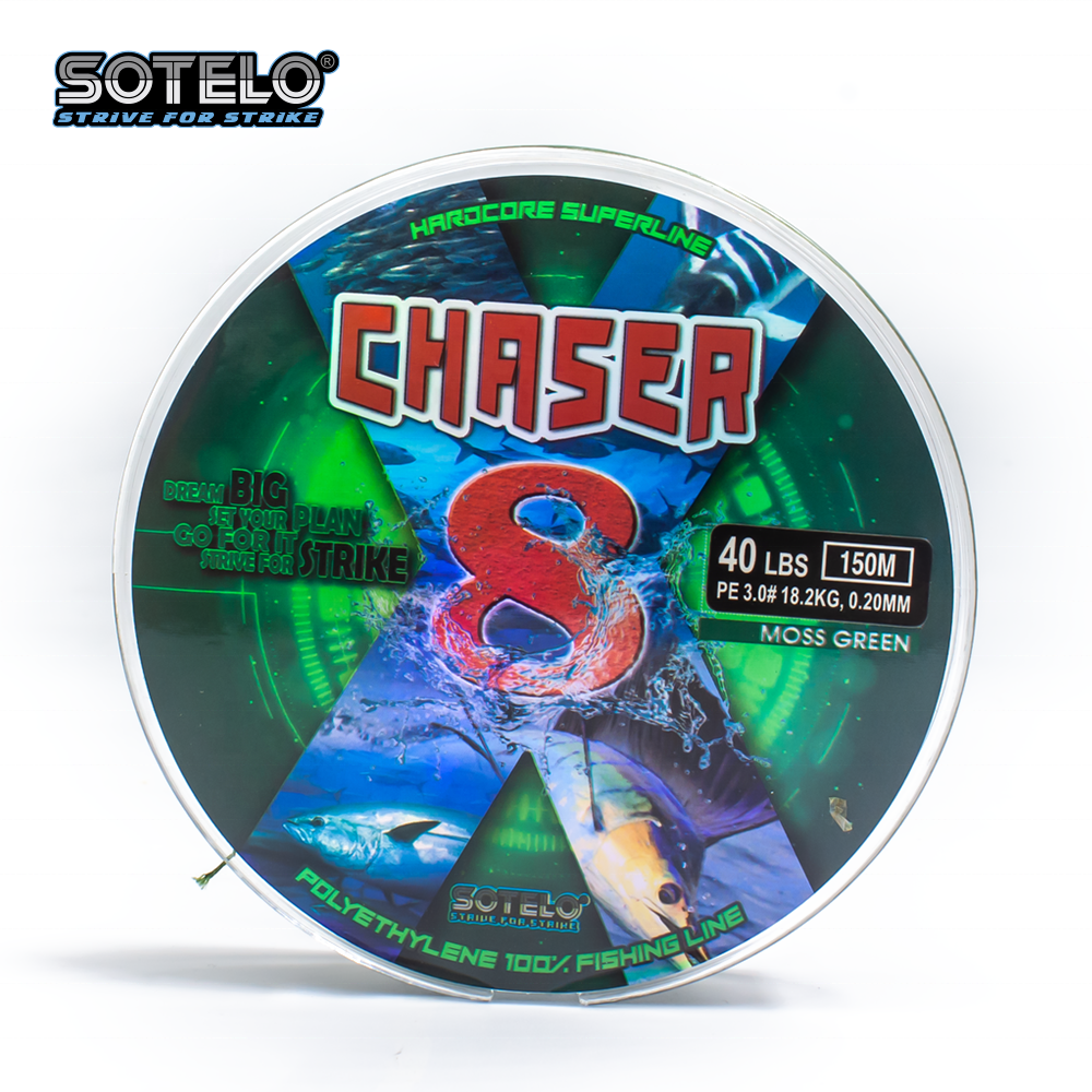 Ультрастойкий к истиранию, Sotelo Chaser X8 150 м. Полиэтиленовая рыболовная леска/Tali Pancing Sulam