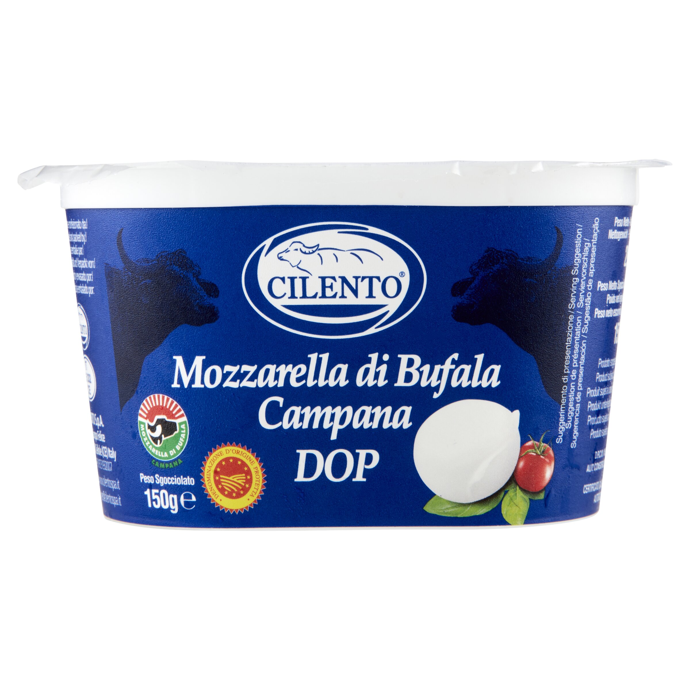 High quality Italian fresh cheese Mozzarella di Bufala Campana PDO tub 150g