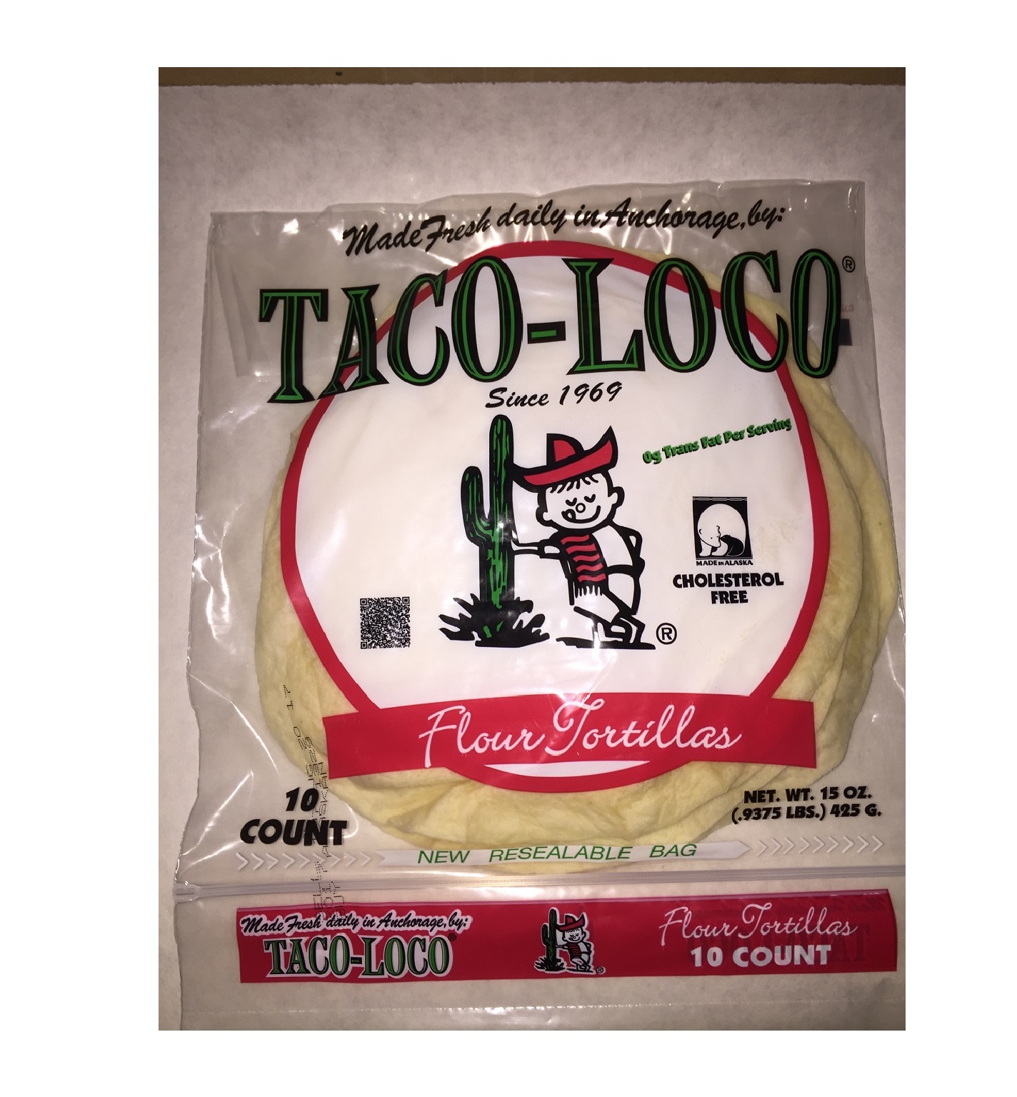 Taco Loco Medium 8" Flour Tortillas Model Number 7820311122