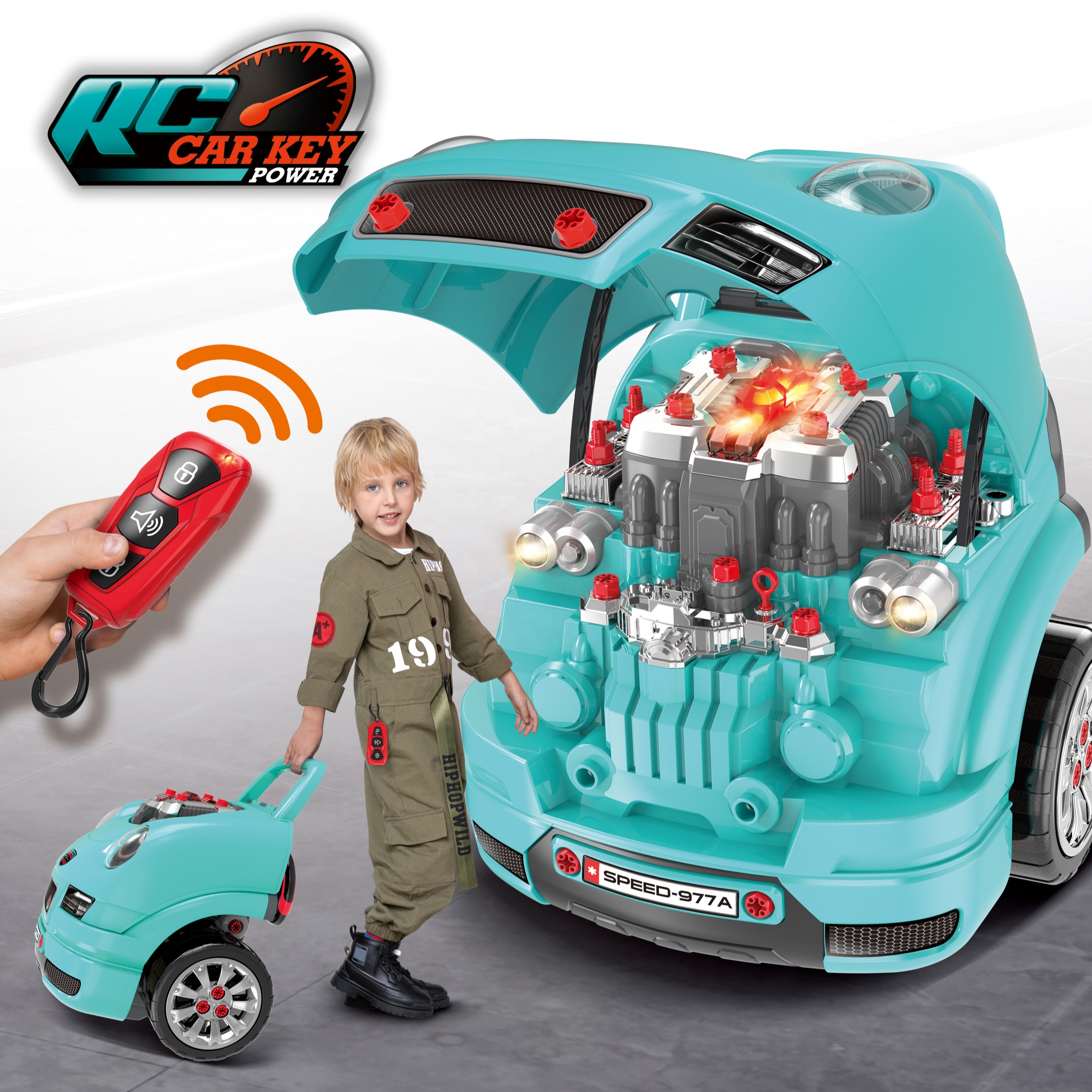 Kidacious Vehicle Engine Repair Toy Set Pretend Play Learning Tool-themed Children Toys Kit
