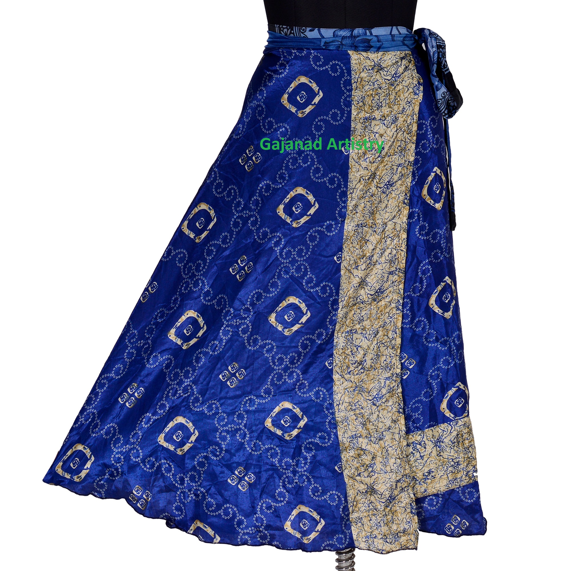 Indian vintage silk wrap skirt women beach boho magic double layer skirts for Indian Wrap Skirt