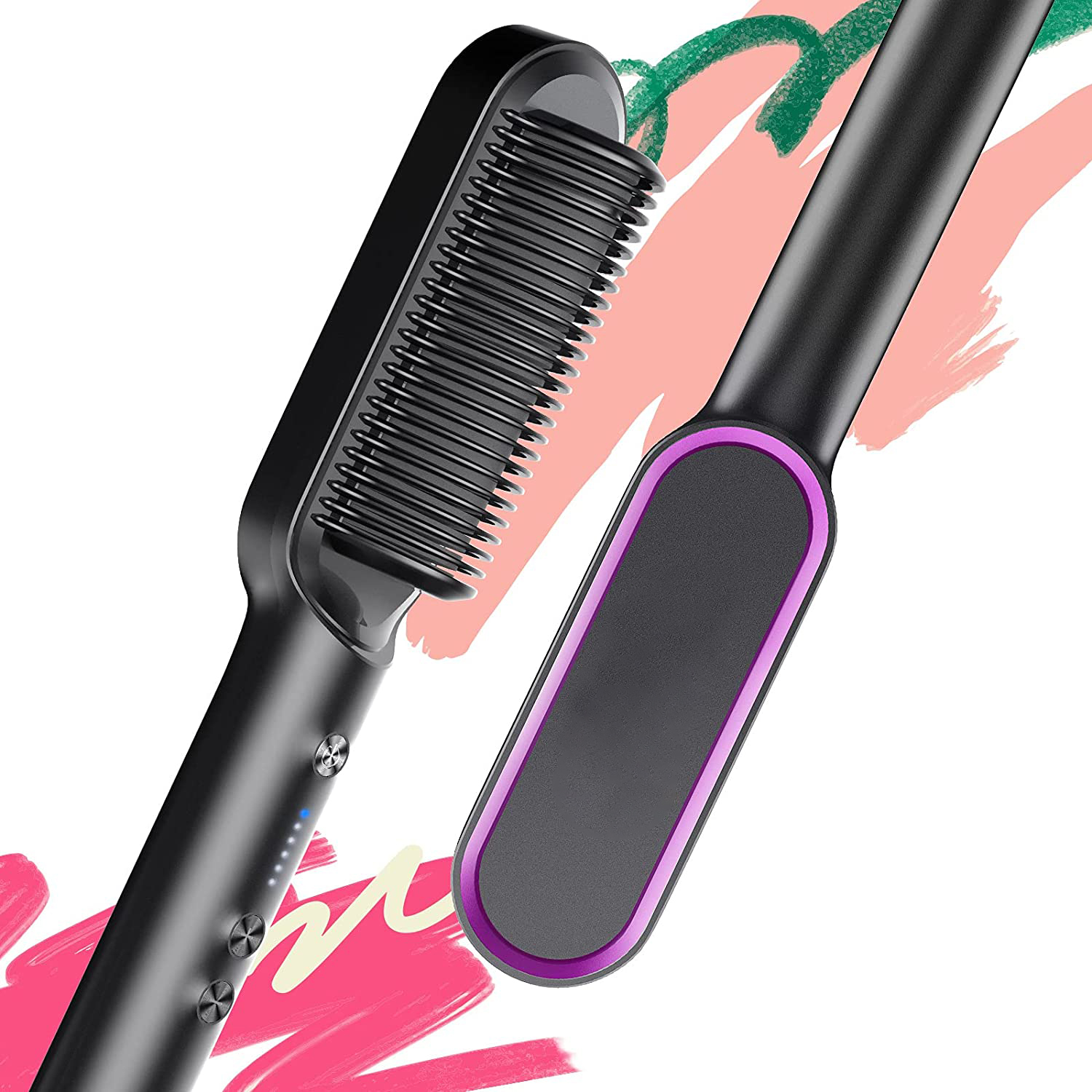 Own Brand Negative Ion Direct Hair Heating Comb Quick Styling Electric Straight Hair Comb