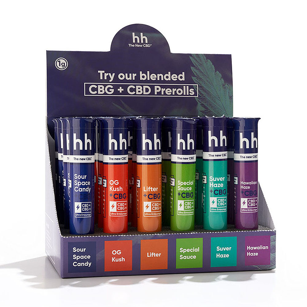 1g CBG+CBD Custom Delta 8 Premium Quality CBD Hemp Flowers Prerolls Display