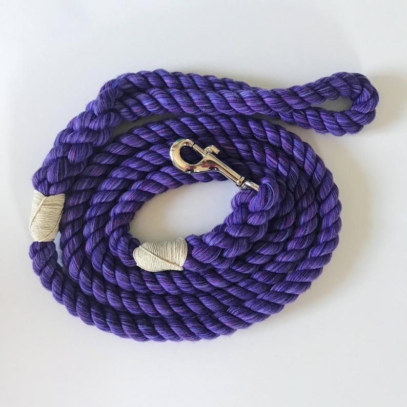 Purple Ultra Soft Cotton Rope Dog Leash