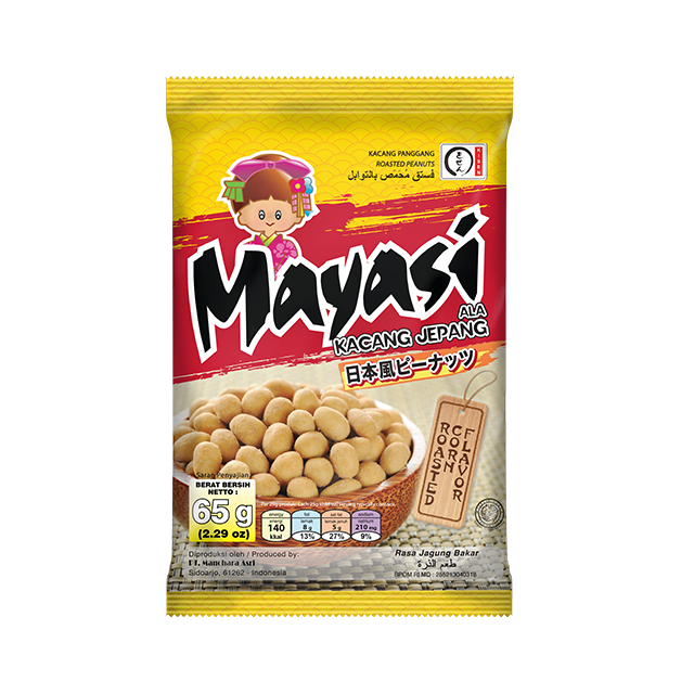 Хит продаж, арахисовый Снэк Mayasi с жареным покрытием, 65 г, ароматизатор жареной кукурузы