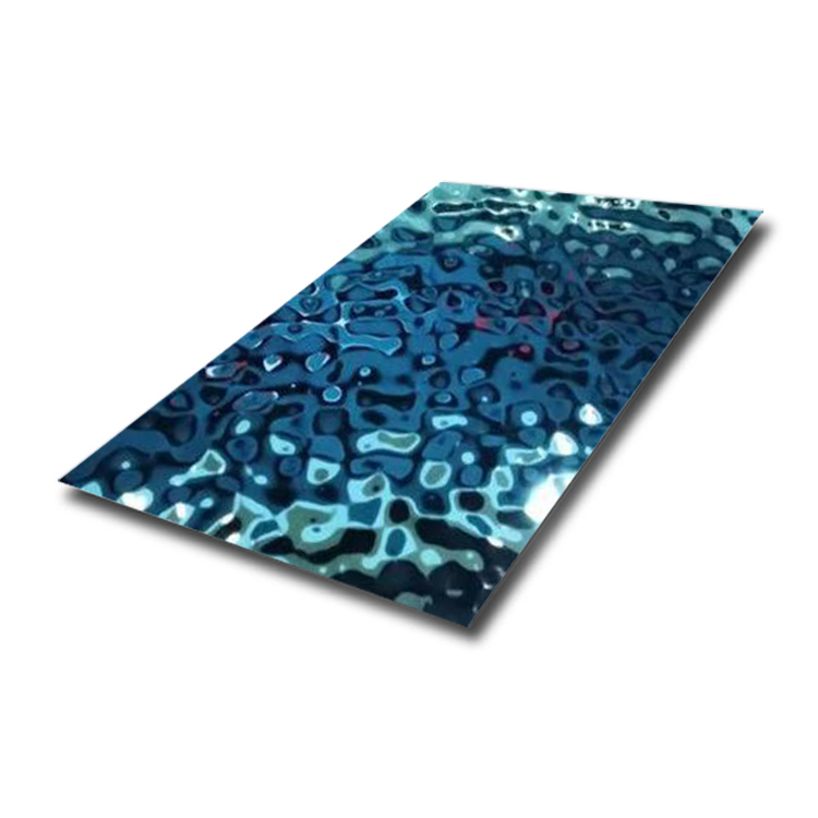 PVD Color Blue Mirror Water Wave Stainless Steel Stamped Ripple Sheet for Wall Panel Ceiling Decoration