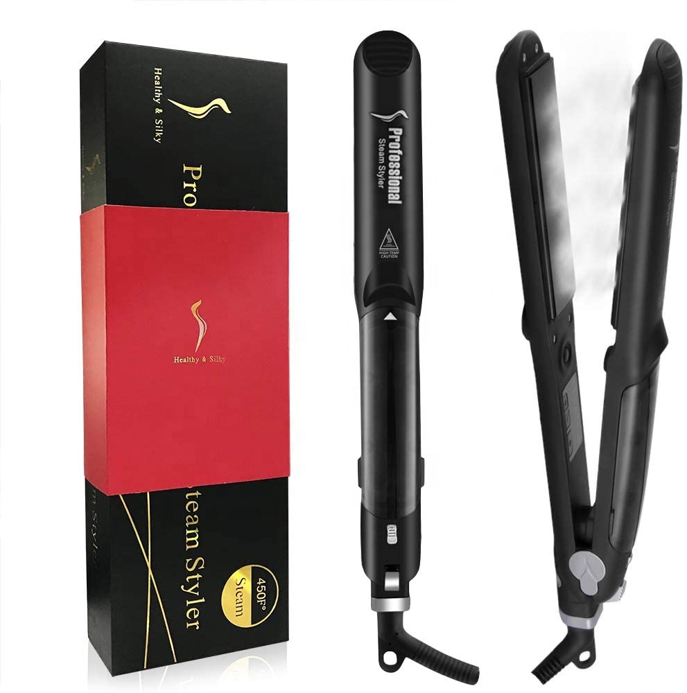 Professional Argan Oil Steam Hair Straightener Flat Iron Injection Painting 450F Straightening Irons Hair Care Styling Tools