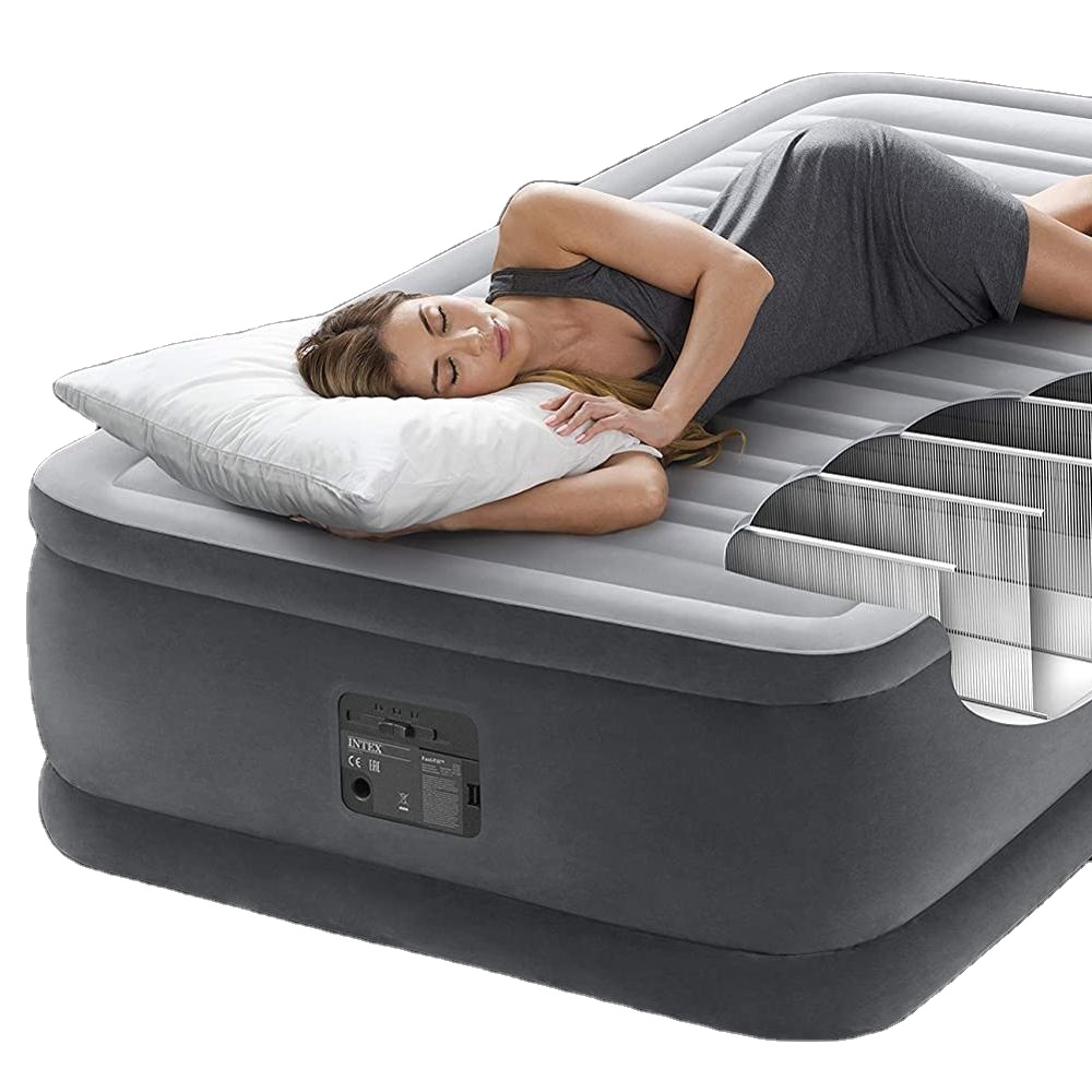 Intex 64412 Single Airbed-классический комфортный плюшевый поднятый матрас Dura Beam-Технология из волокна