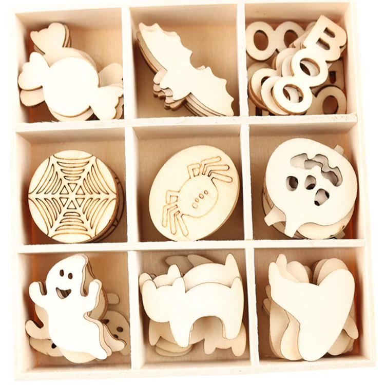Chinese factory Direct sales Halloween DIY coloring decorations 2021 new halloween wooden decorations
