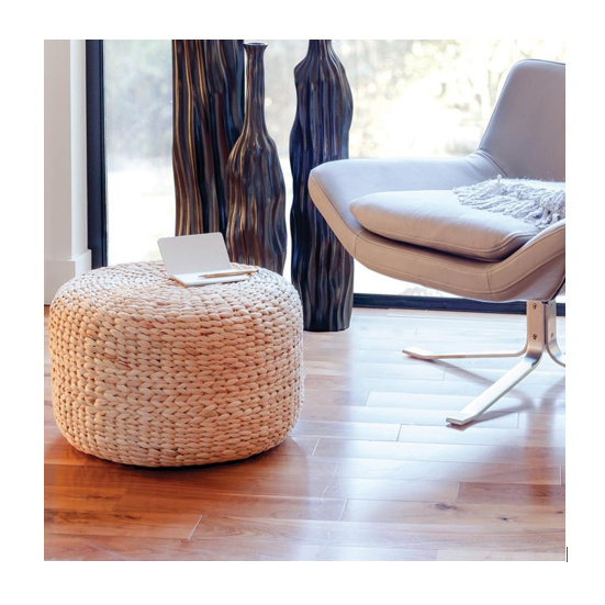Round Water Hyacinth Woven Ottoman, Woven, Home Decor Piece for The Contemporary Home