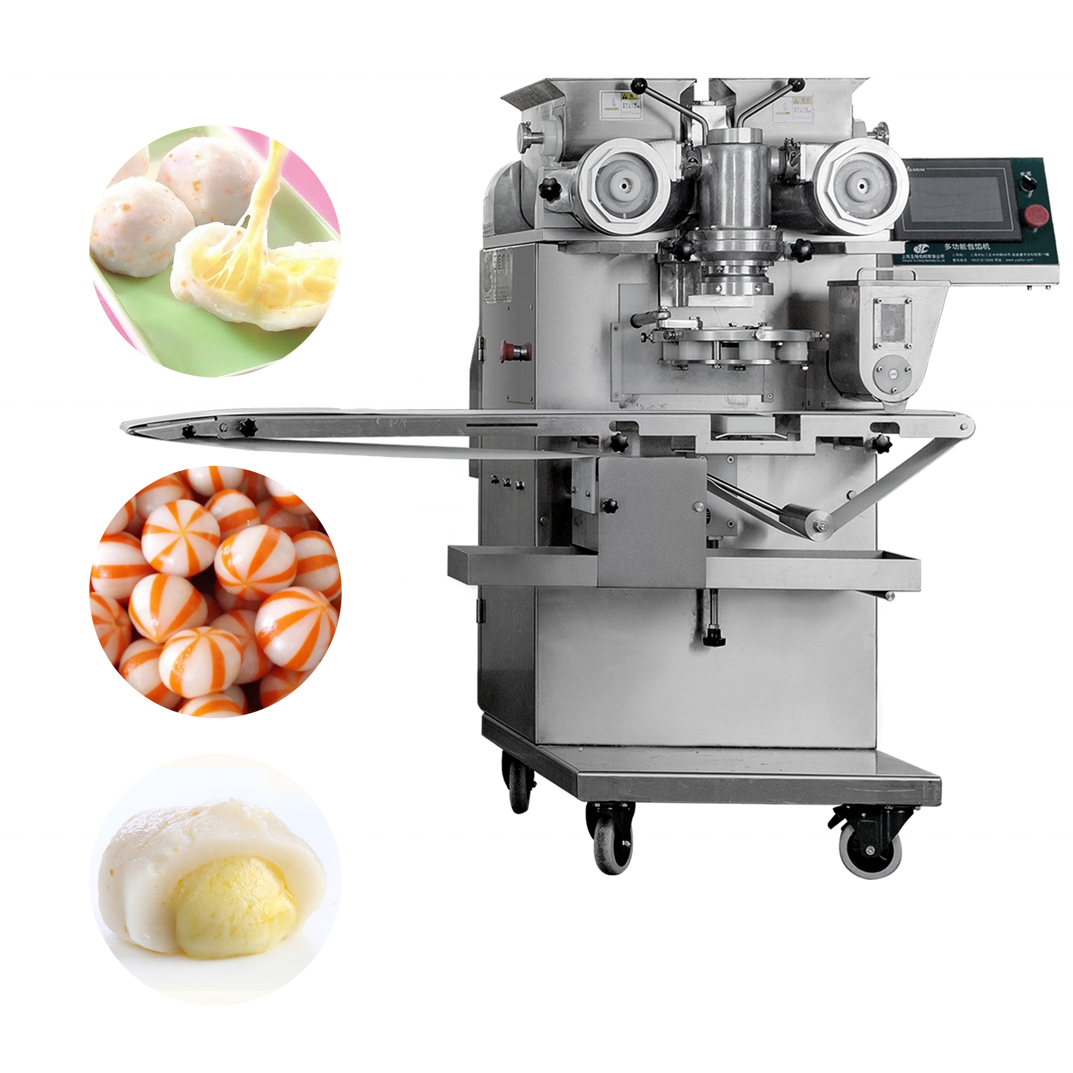 Overseas Engineer Service Tow Hopper Double Color Fish Ball Making Auto Encrusting Machine