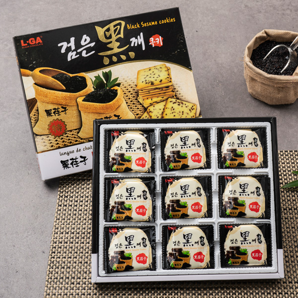 Корейский продукт, Корейская еда, корейское печенье, черное печенье с кунжутом (большое) 210 г