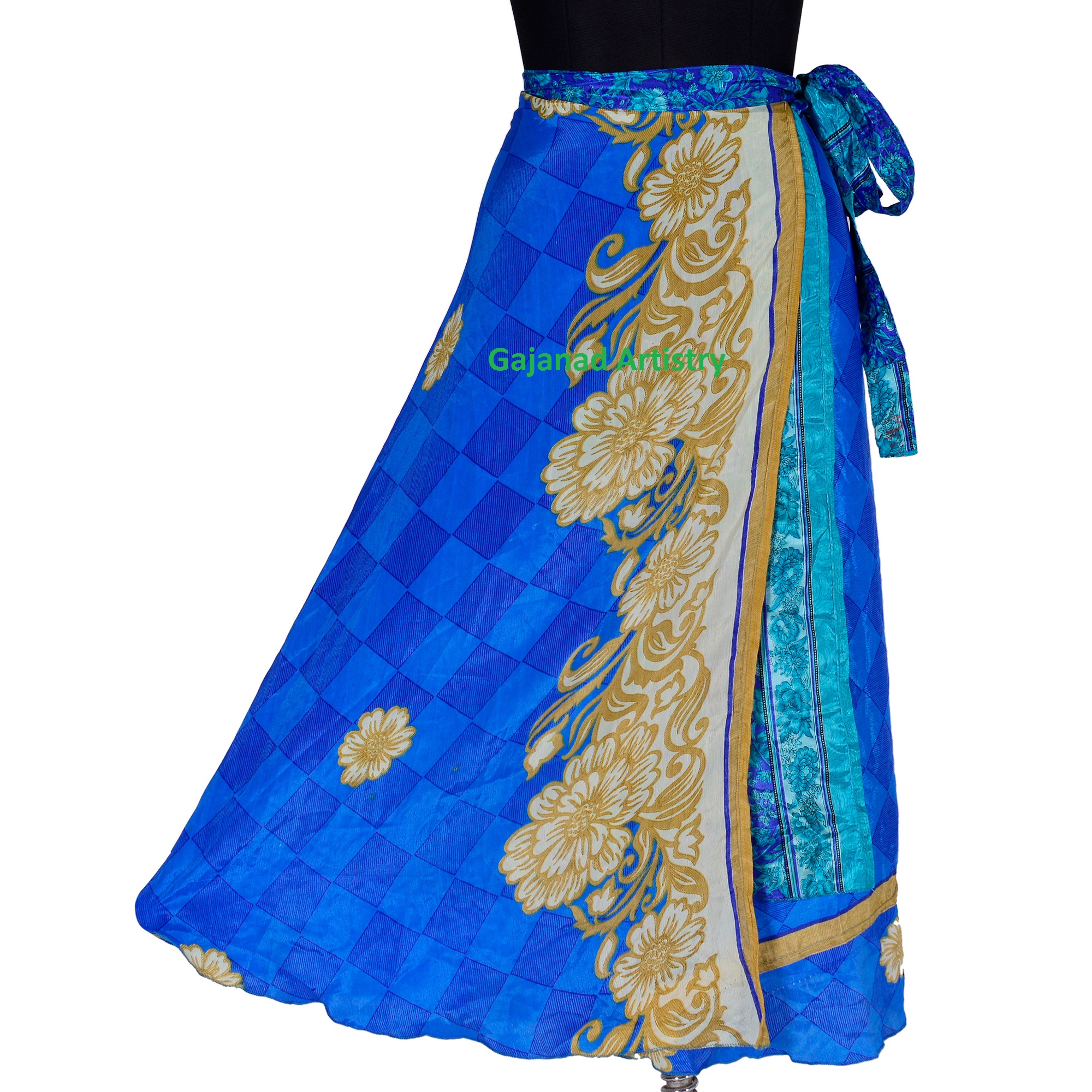 Wrap Reversible Long Skirt Vintage Silk Sari Long Wrap Skirts Indian Silk Long Boho Hippie Long Double Layer Skirt